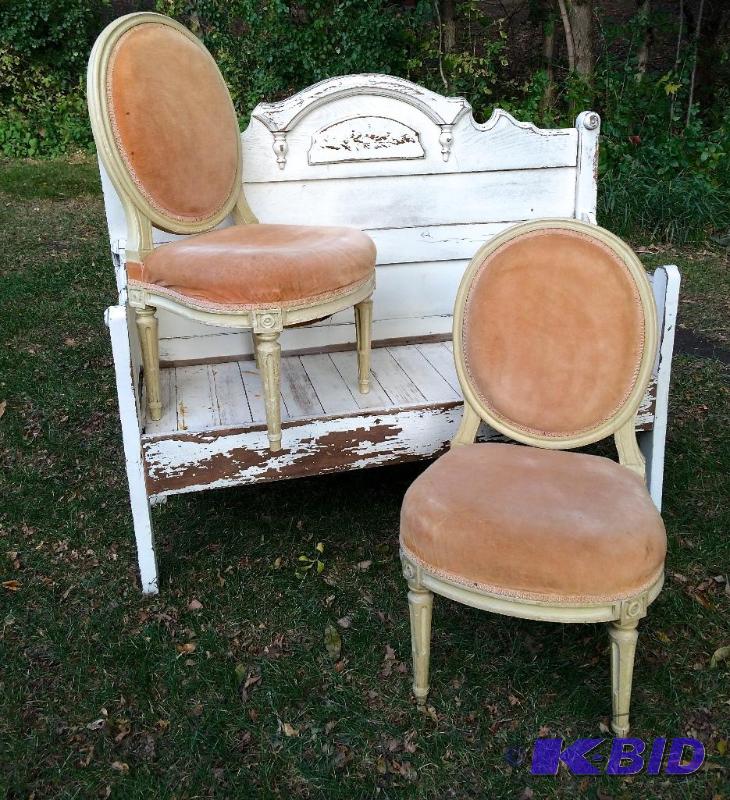 Authentic French Antique Louis XVI-Style Medallion Back Painted Chairs