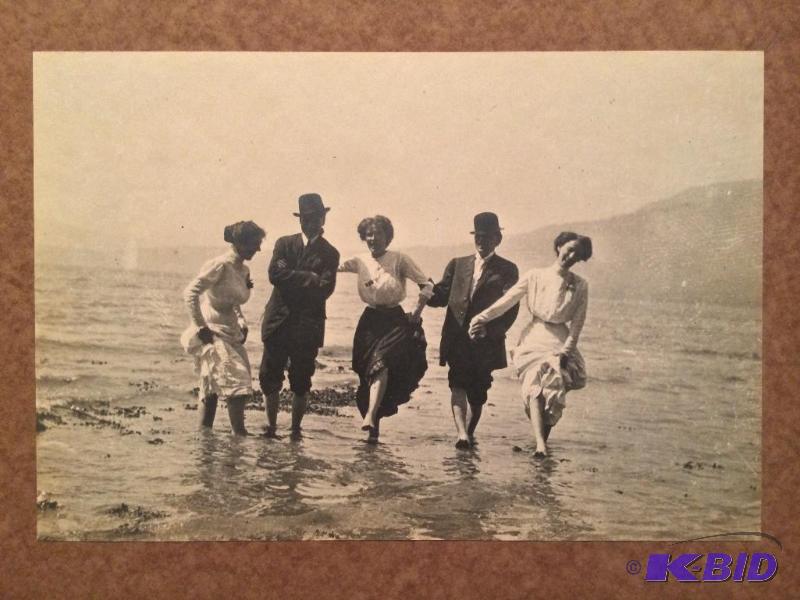 lot 19 image: Wonderful antique Original picture of beach goers