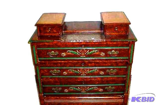 lot 9 image: Hand Painted Folk Art Antique Dresser Circa 1870