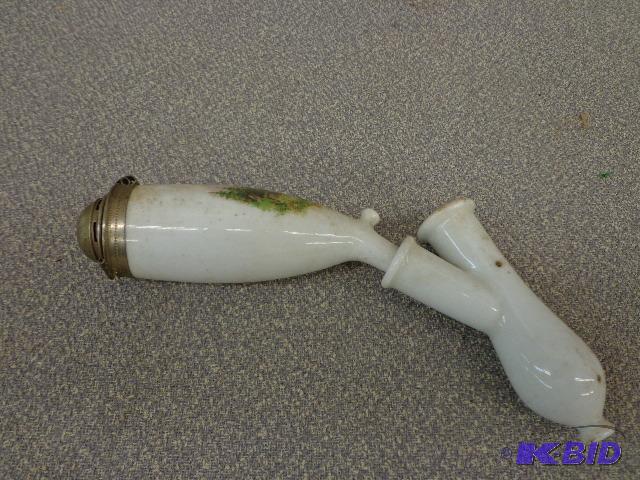 Gun Powder Canister Good shape. 8&quot Black...