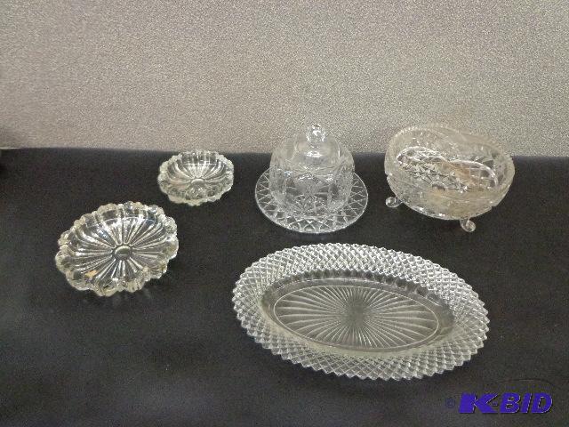 Crystal Or Glass Bowl and Trays Small Covered...