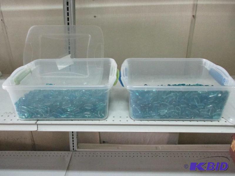 2 totes of aqua centerpiece gems...