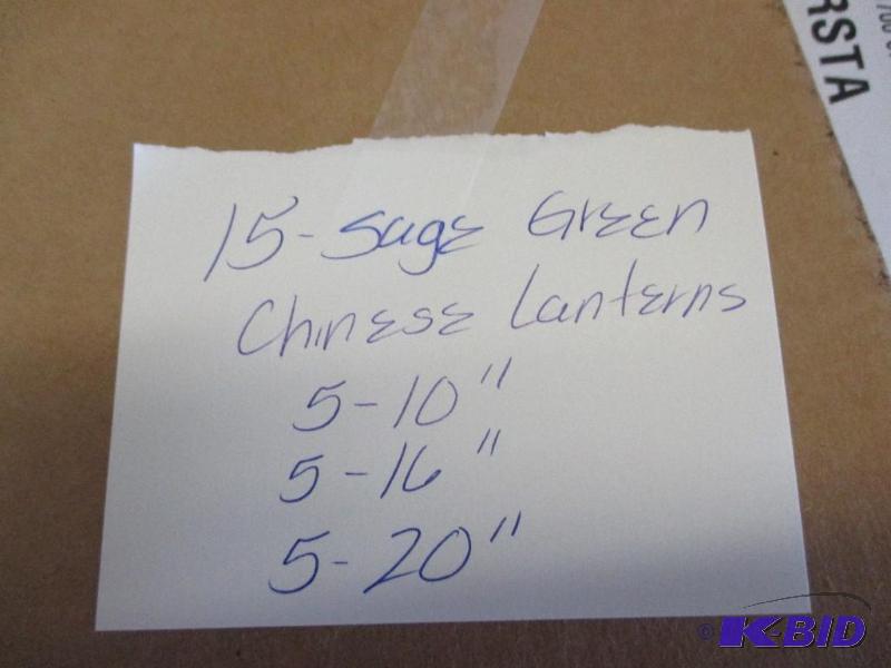 15 sage green chinese lanterns...
