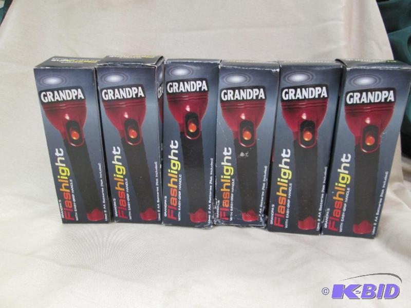 Qty 6 Grandpas Flashlight with easy-grip han...