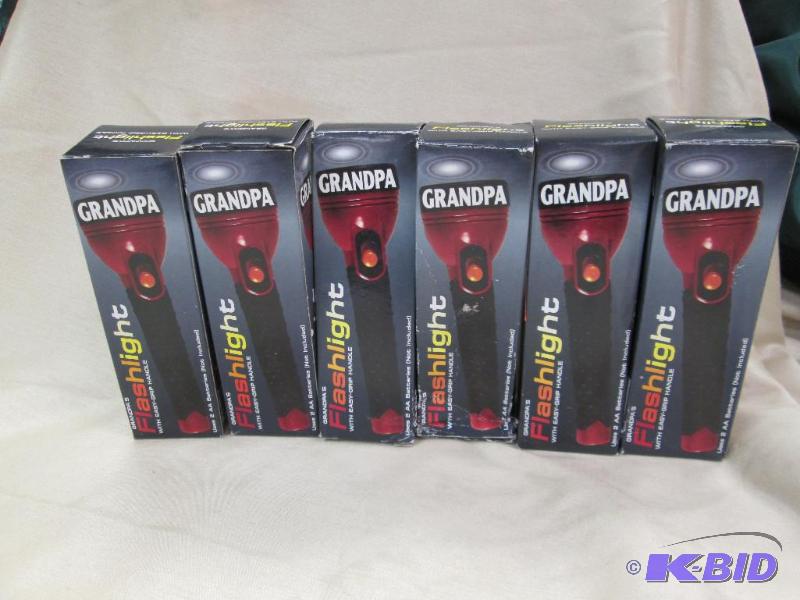 Qty 6 Grandpas Flashlight with easy-grip han...