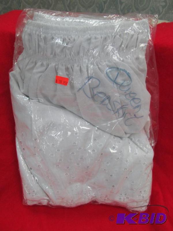 Queen White bed skirt...