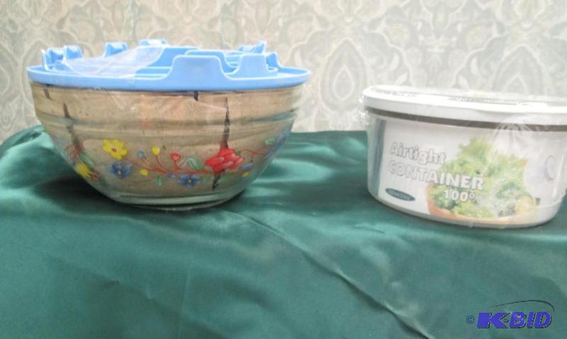 Qty 5 glass bowls with flowers on them and ai...