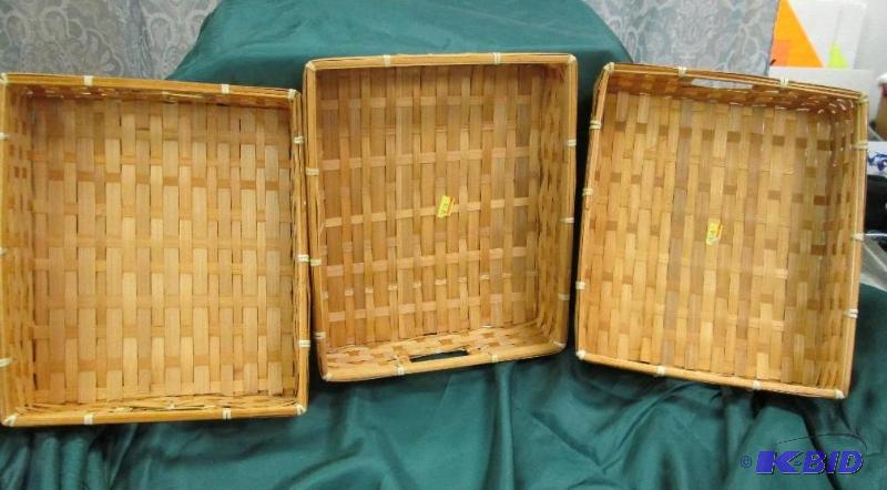 Qty 3 Wicker square basket...