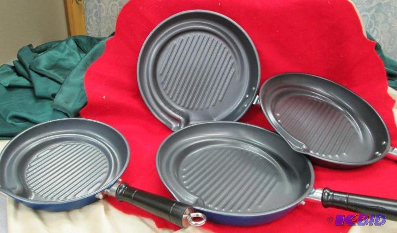 Qty 4 Cooking pans easy to drain grease...