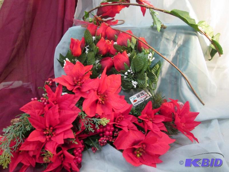 Red flowers and berries. And vine...