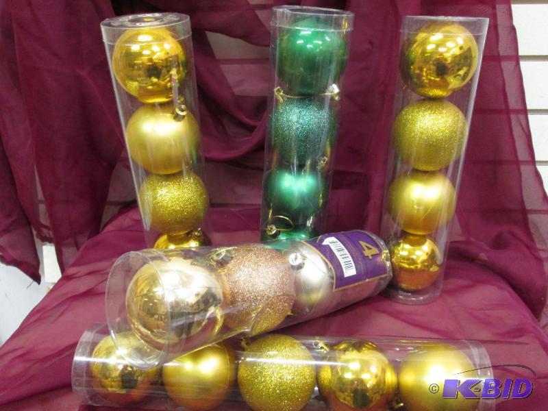 4 pack shatter proof tree ornaments green and...