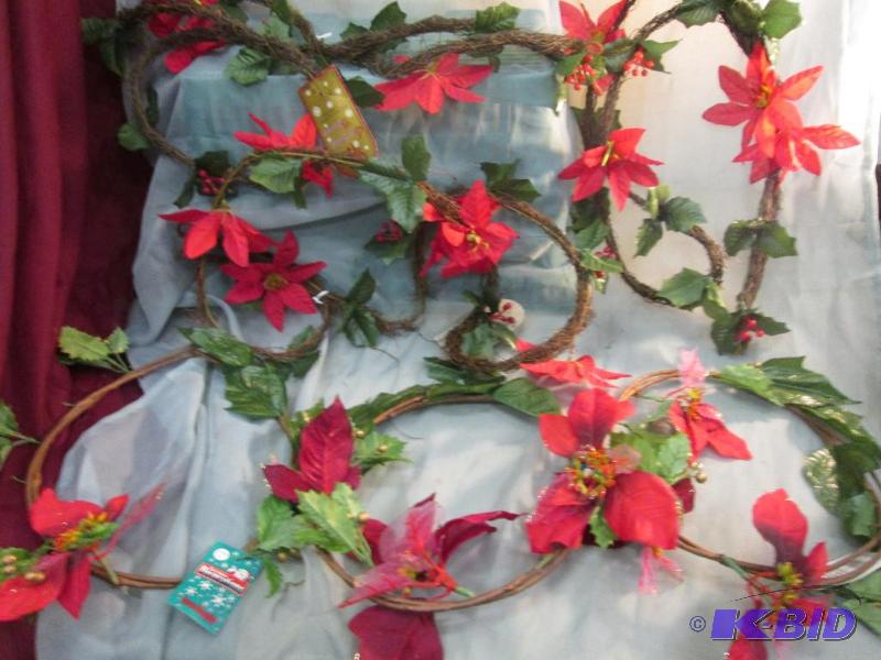 Red Wreaths and vine garland qty 6...