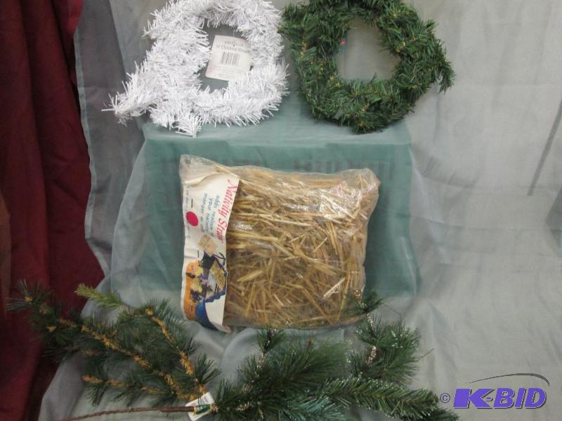 wreaths and nativity straw...