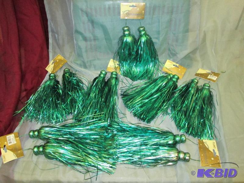 green tassle ornaments. Qty. 7...