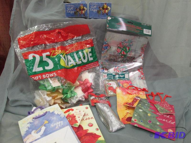 gift wrap, tags, bags and bows...