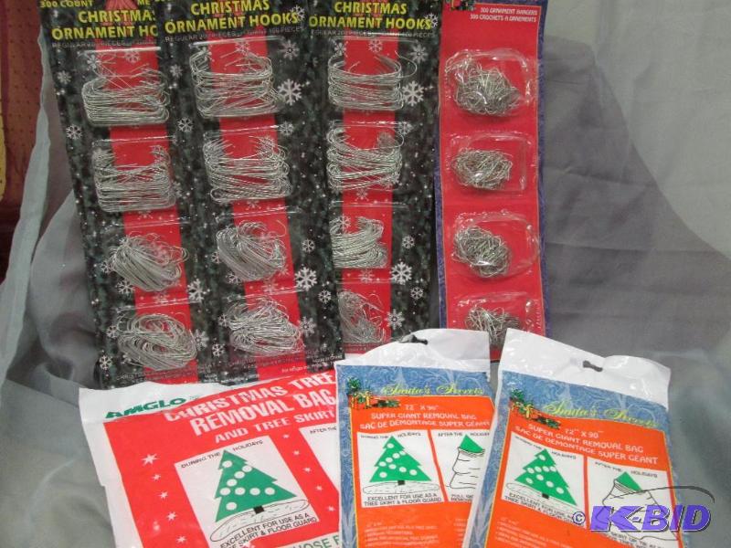 ornament metal hooks and tree removal baags...