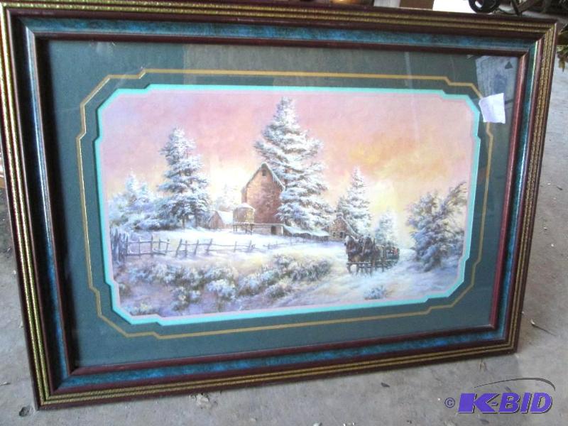 lot 31 image: Framed horse scene, 24 x 17 inches...