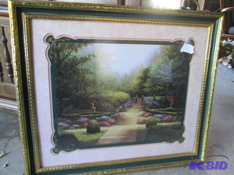 lot 33 image: Framed garden scene...