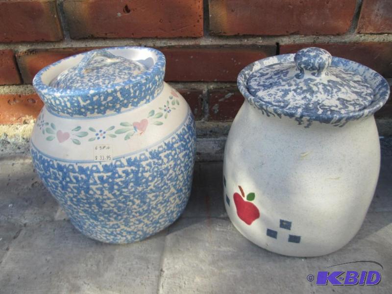 lot 41 image: Pair of crocks with lids...