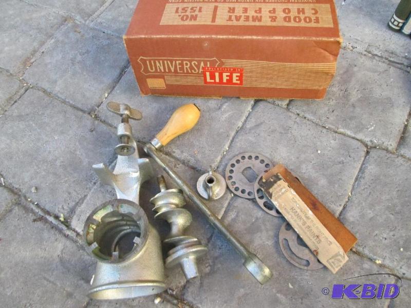 lot 46 image: Vintage food and meat chopper with box...