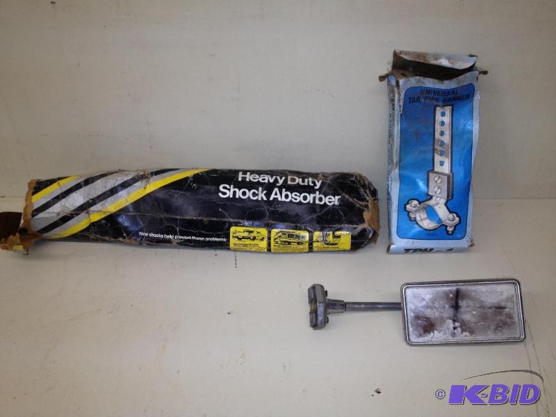 NOS Shock and Tail Pipe Hanger, Vintage Car Mirror