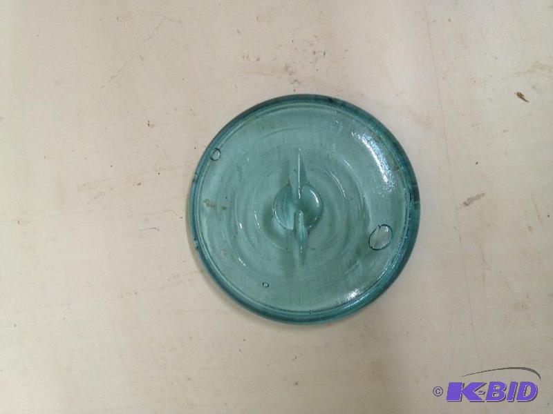Antique Aqua Glass Jar Lid  Rare glass jar li...