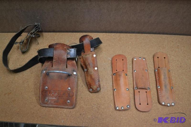 lot 123 image: Leather Hammer Holster, Four Pouches