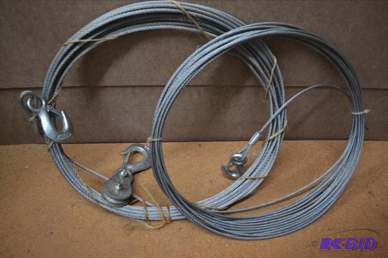 lot 136 image: Two Lengths of Steel Cable, Hooks