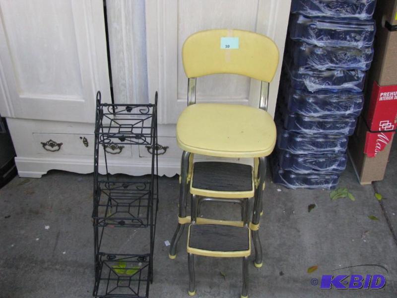 lot 10 image: Vintage COSCO Step StoolSeat. Yellow & C...