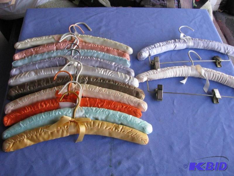 lot 13 image: 12 Vintage Satin Padded Hangers. Clean from s...