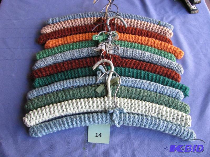 lot 14 image: 12 Vintage Crocheted Hangers. Clean from smok...