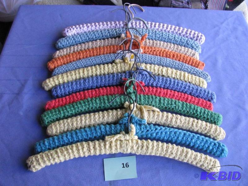lot 16 image: 12 Vintage Crocheted Hangers. Clean from smok...