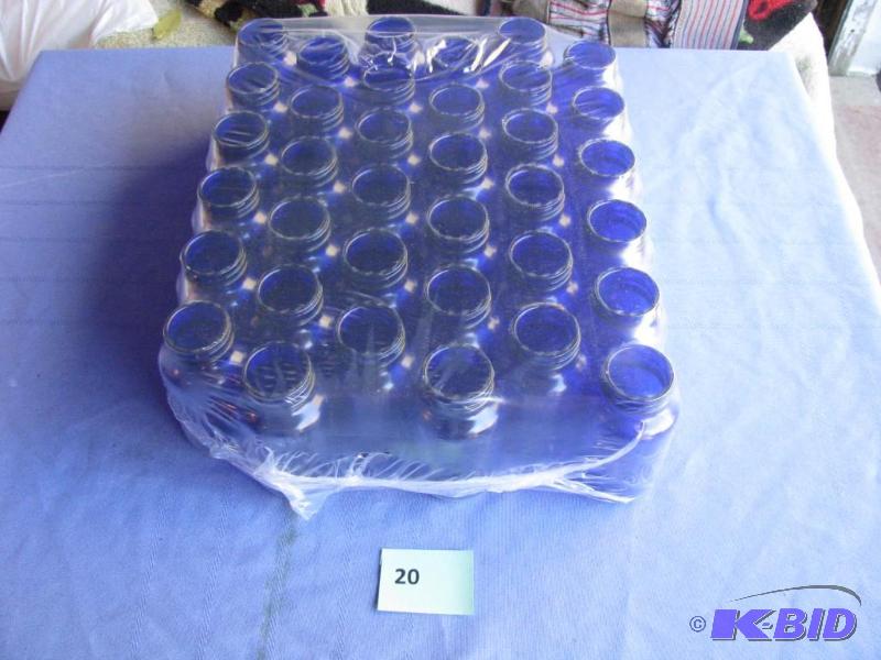 lot 20 image: 32 Cobalt Blue Jars. 200ml, new in package...