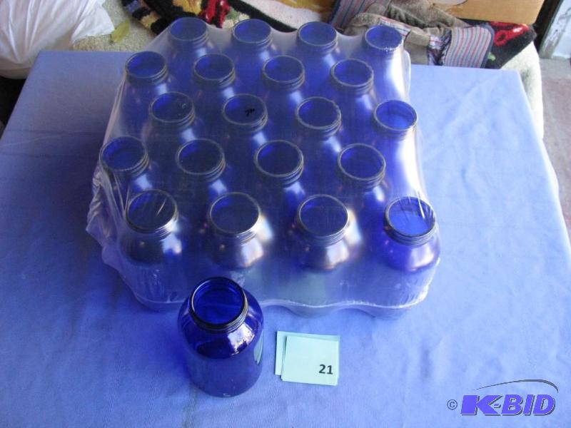 lot 21 image: 20 Cobalt Blue Jars. 500ml, new in package...