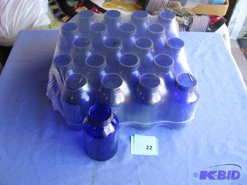 lot 22 image: 20 Cobalt Blue Jars. 500ml, new in package...