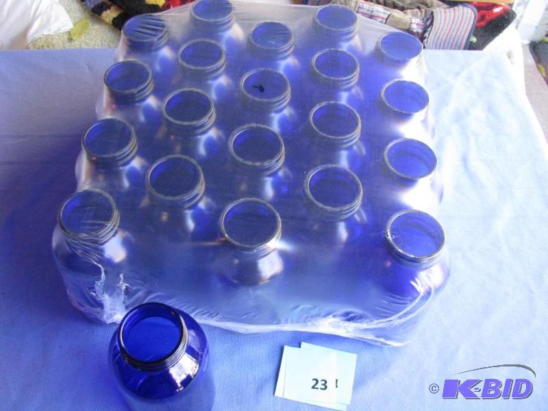 lot 23 image: 20 Cobalt Blue Jars. 500ml, new in package...