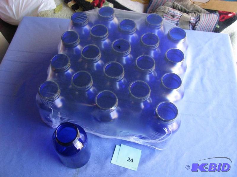 lot 24 image: 20 Cobalt Blue Jars. 500ml, new in package...