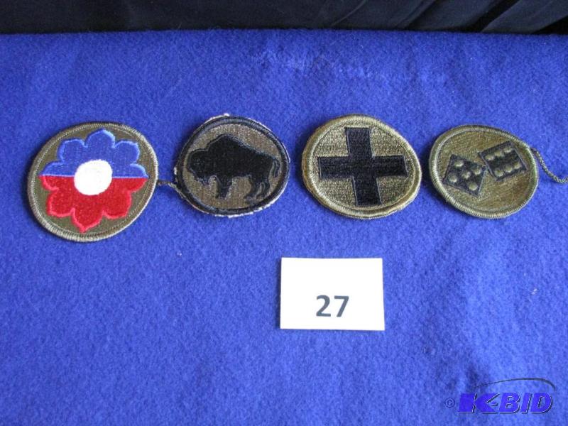 lot 27 image: 4 military patches. BDU unit crests. Unused...