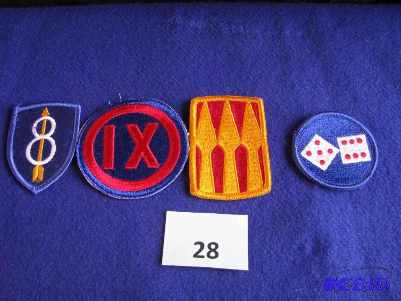 lot 28 image: 4 military patches. Dress unit crests. Unused...