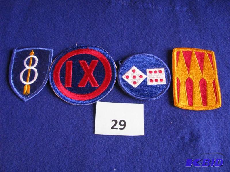 lot 29 image: 4 military patches. Dress unit crests. Unused...