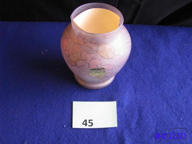 lot 45 image: Hand Painted Glass Vase...