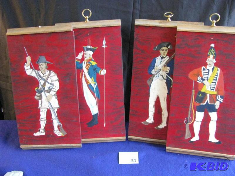 lot 51 image: 4Vintage Mid Century hand made hand painted w...