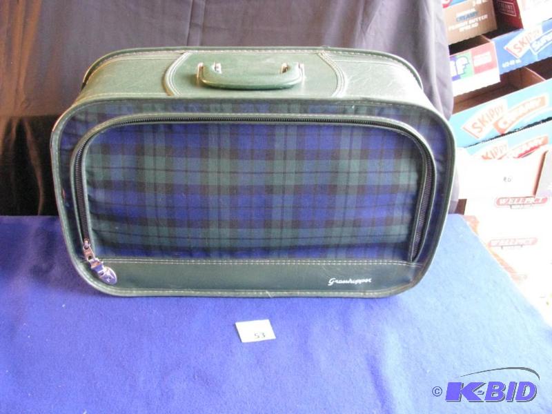 lot 53 image: vintage 1960s Green Tartan plaid canvas carr...