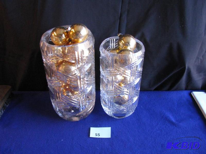 lot 55 image: two Mikasa vases filled with gold Christmas b...