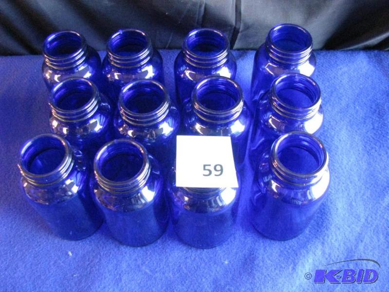lot 59 image: 12 Cobalt Blue Jars. 200ml...