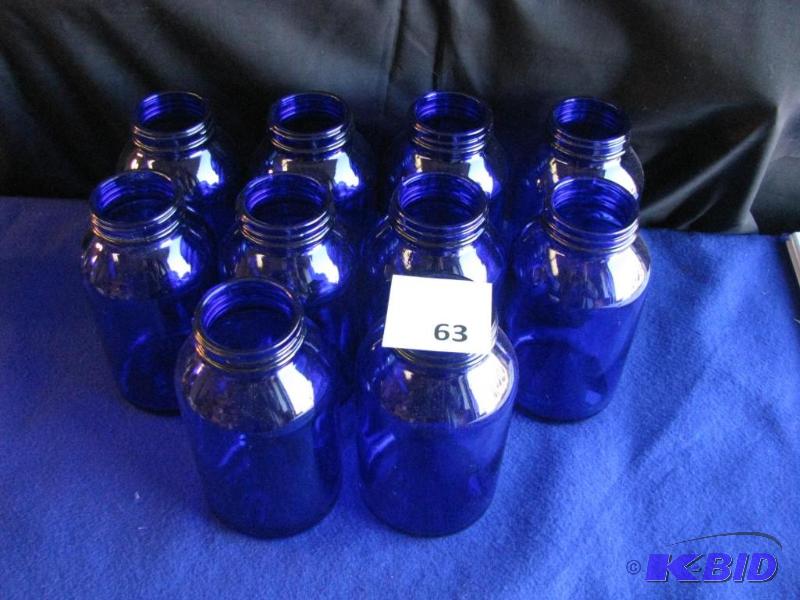 lot 63 image: 10 Cobalt Blue Jars. 500ml...