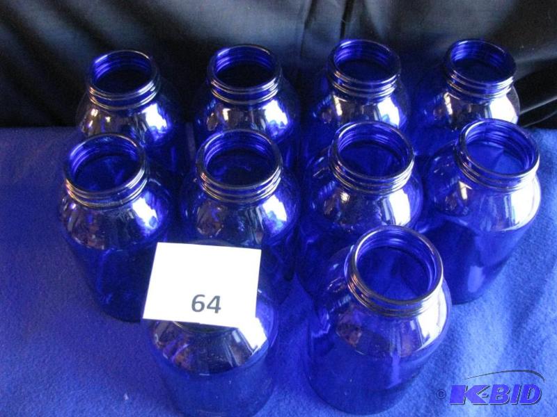 lot 64 image: 10 Cobalt Blue Jars. 500ml...