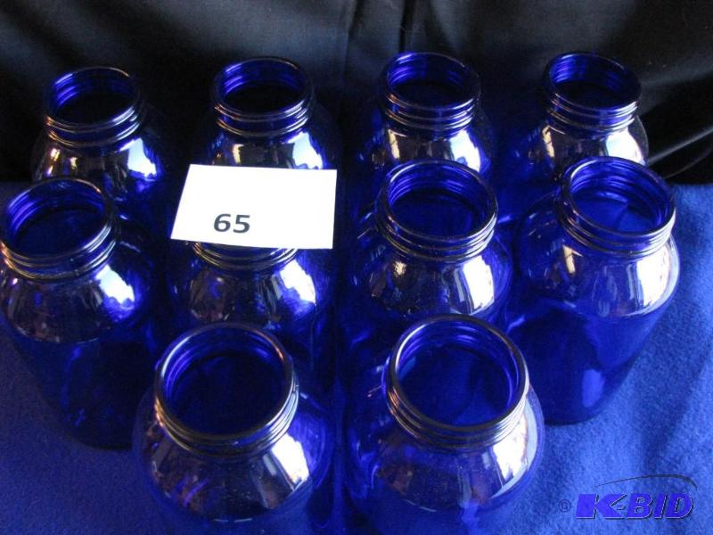 lot 65 image: 10 Cobalt Blue Jars. 500ml...