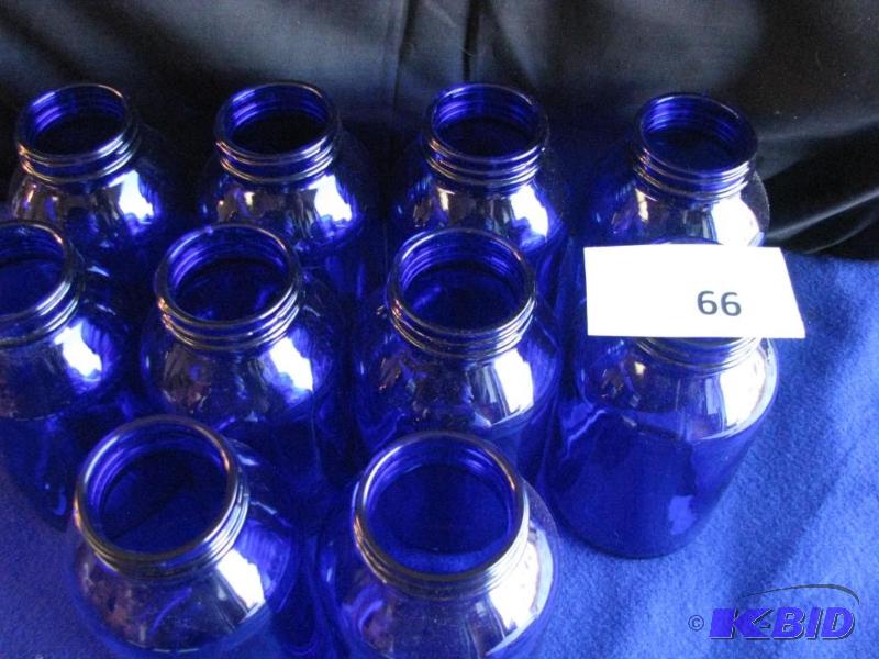 lot 66 image: 10 Cobalt Blue Jars. 500ml...