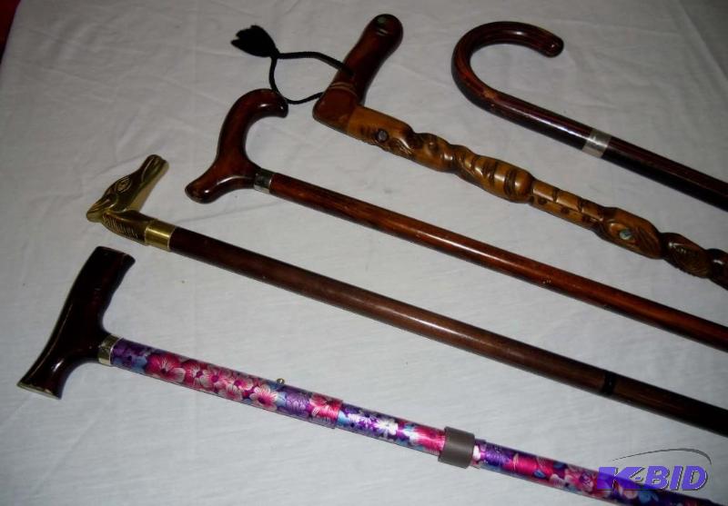 lot 20005 image: 5 Walking Canes Wood and Metal